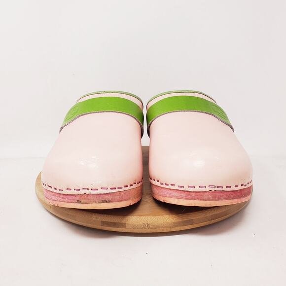 Sweden Clogs Womens‎ 42 Pink Green Bubblegum Pop Shoes Slip On Wood Classic - Picture 3 of 16